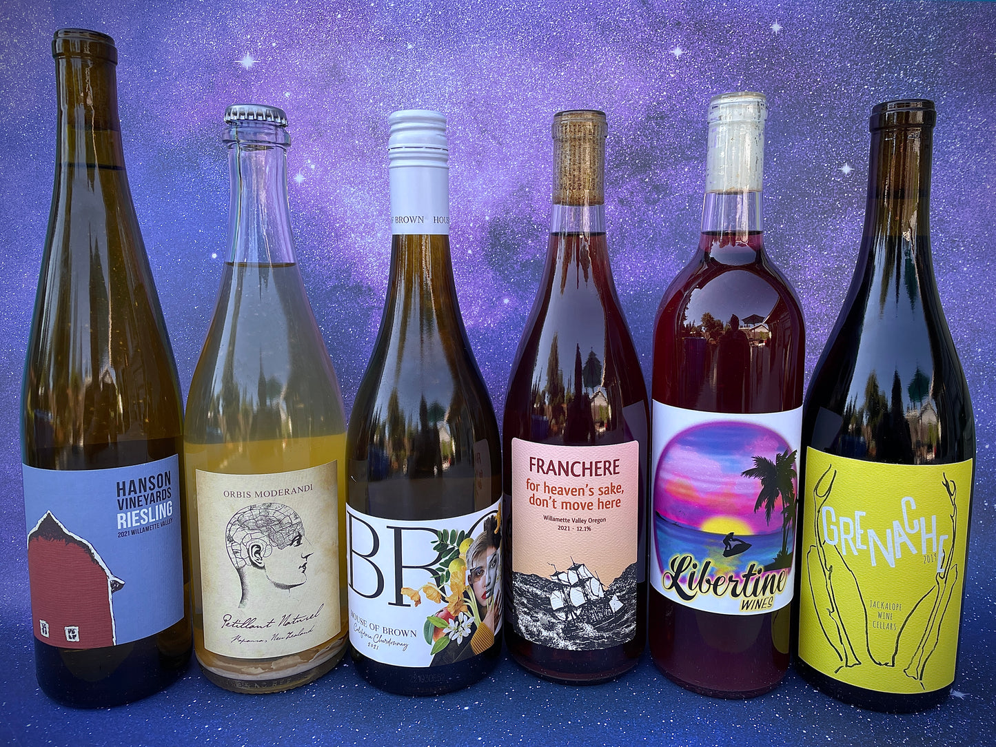 A six pack of wine that is delicious for the end of this hot summer. Mostly Oregon wine.